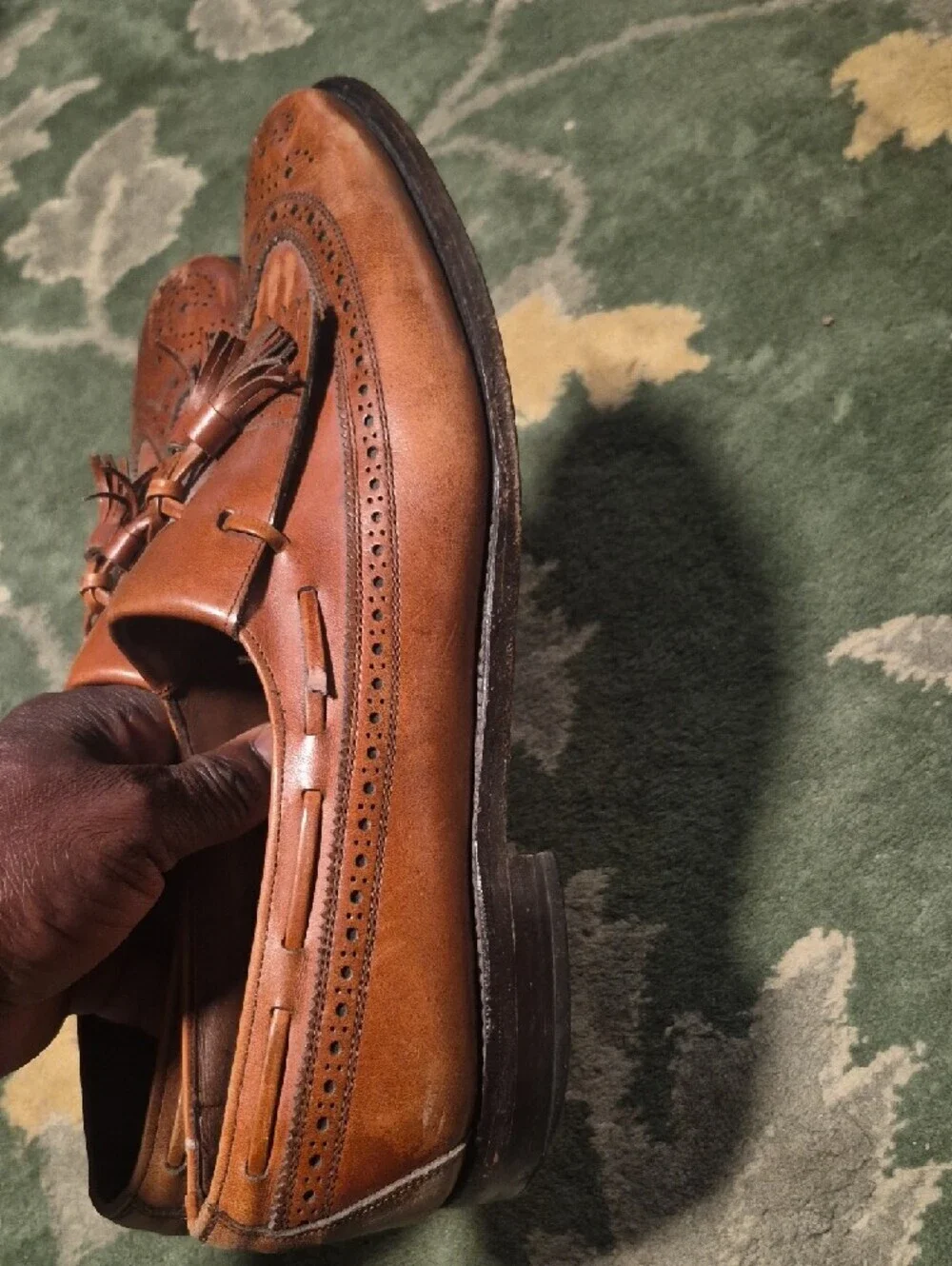 Allen Edmonds Tan Leather Tassel Wingtip Loafers